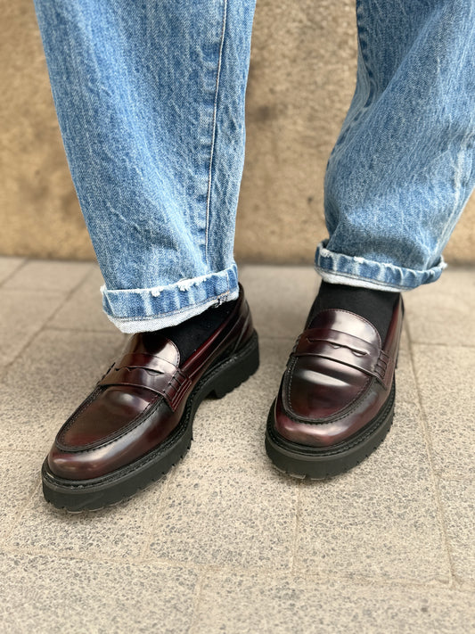 Ovyé Mocassino abrasivato Bordeaux