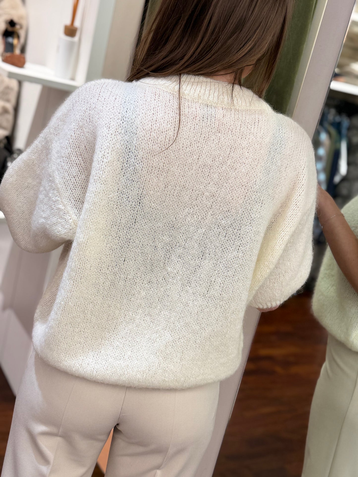 Maglia con girocollo cristalli PANNA