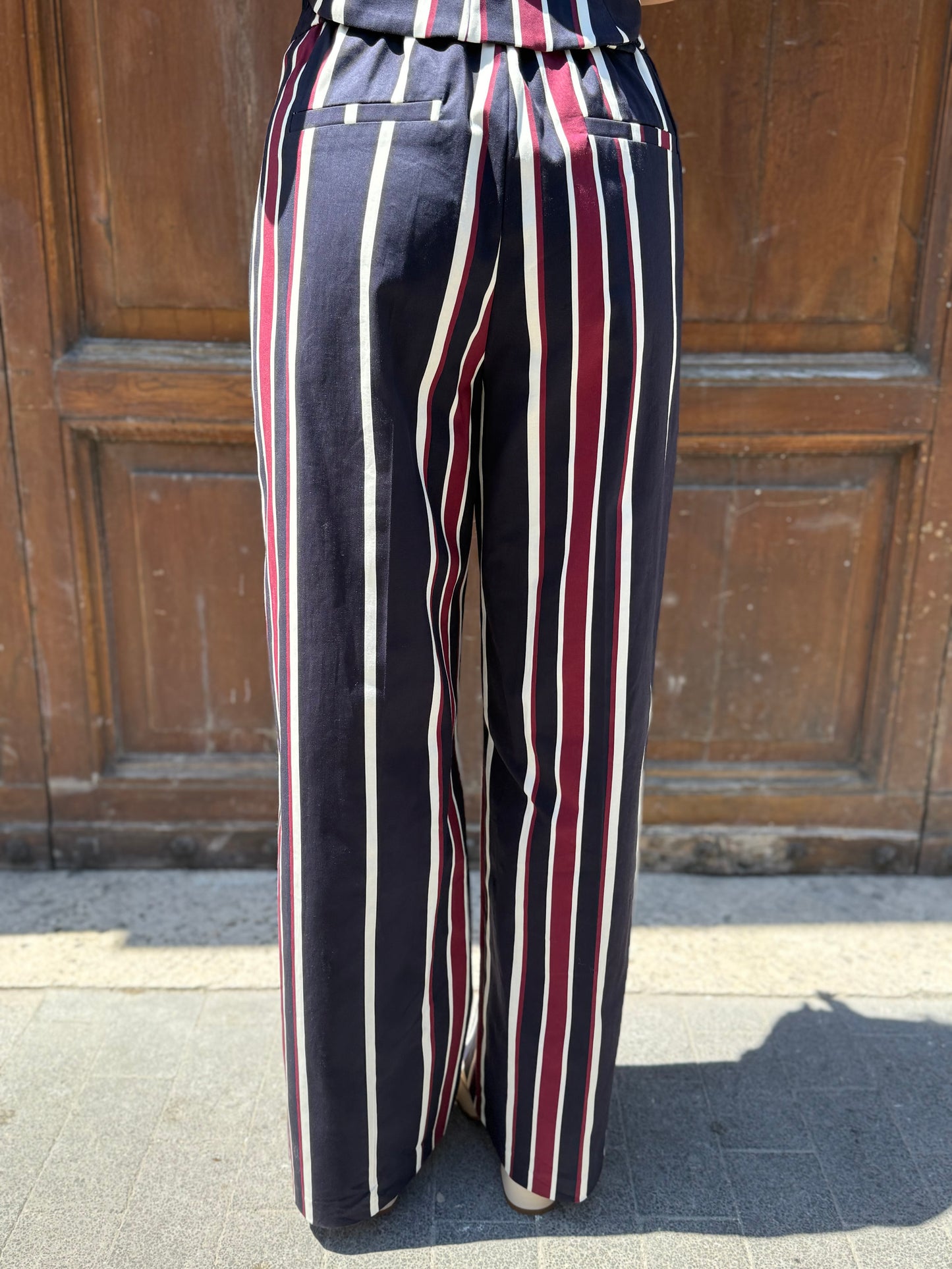 Tensione in Pantalone riga verticale Blu/bianco/bordeaux