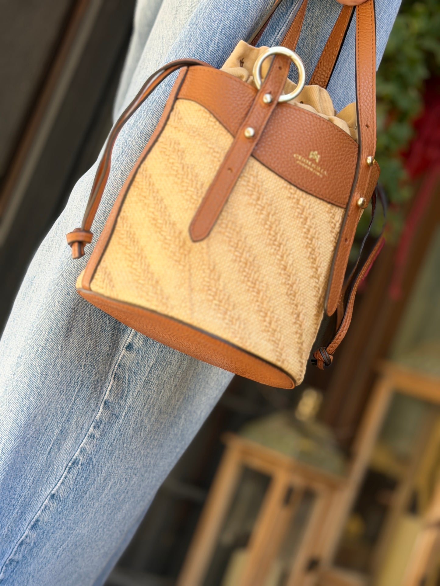 Cuoierie Fiorentina Amber small bucket spiga CARAMEL