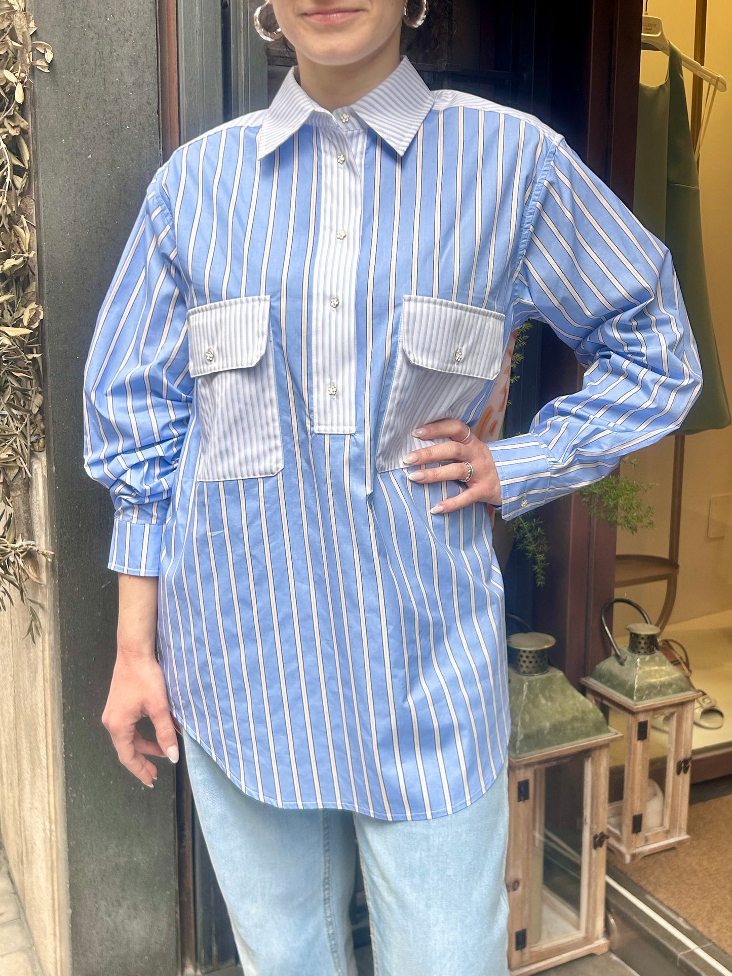 Since're Paris Camicia BLUE STRIPED-SAFARI