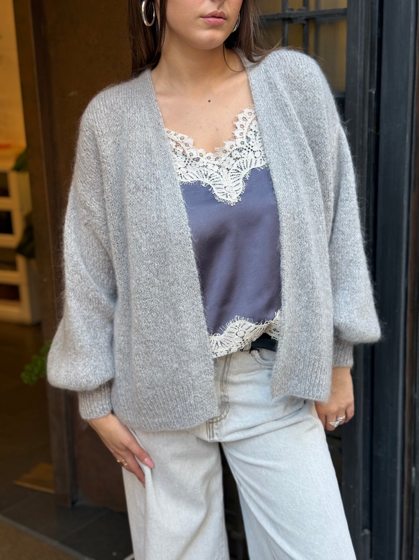 Cardigan con Mohair GRIGIO