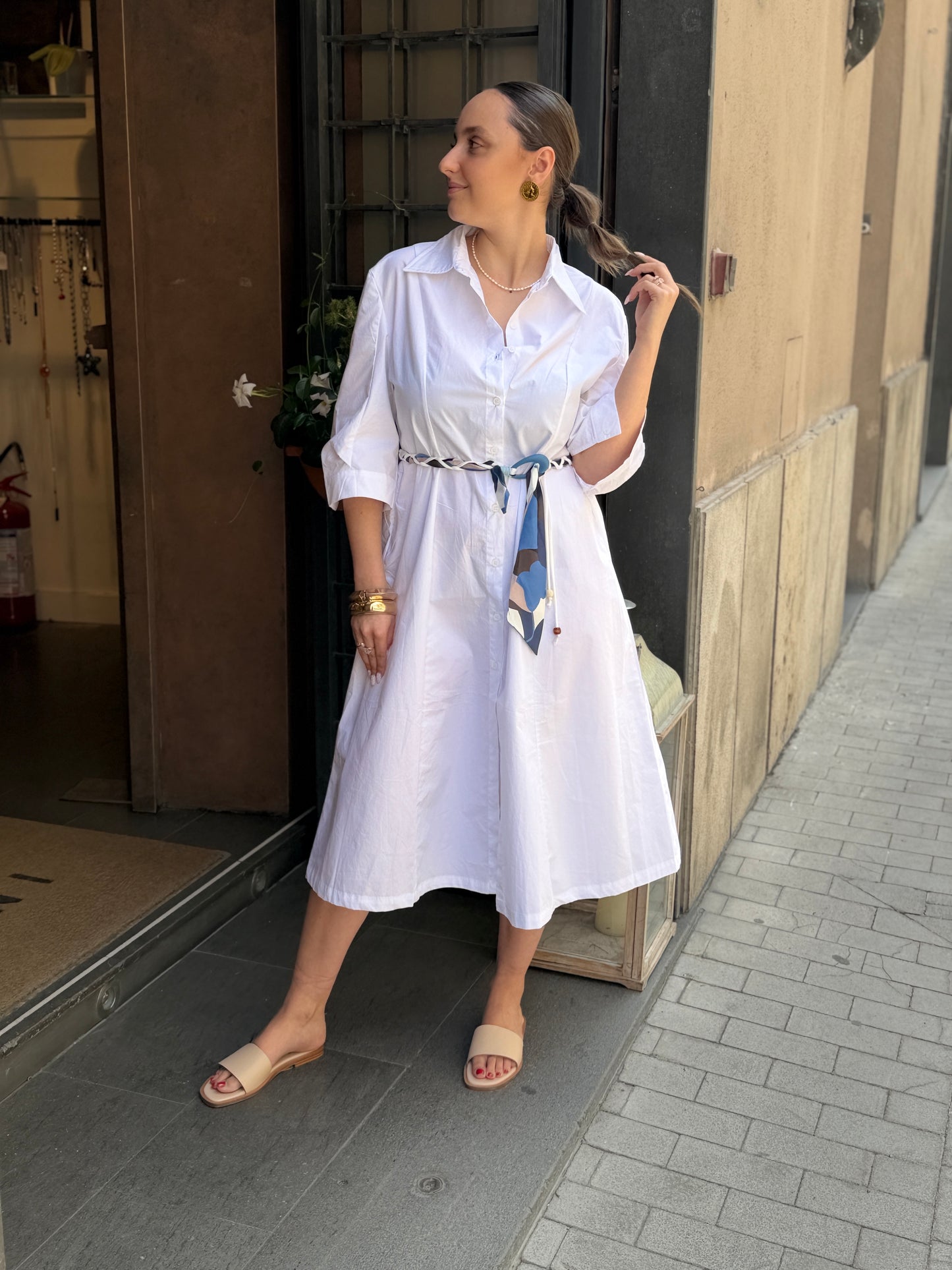 Abito camicia MILITARE E GESSO