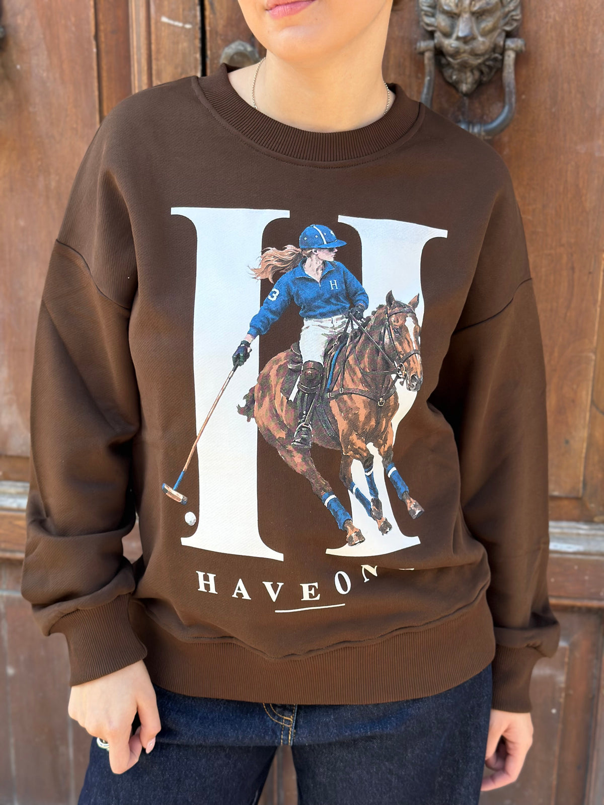 Haveone Felpa HORSES MORO E GRIGIA