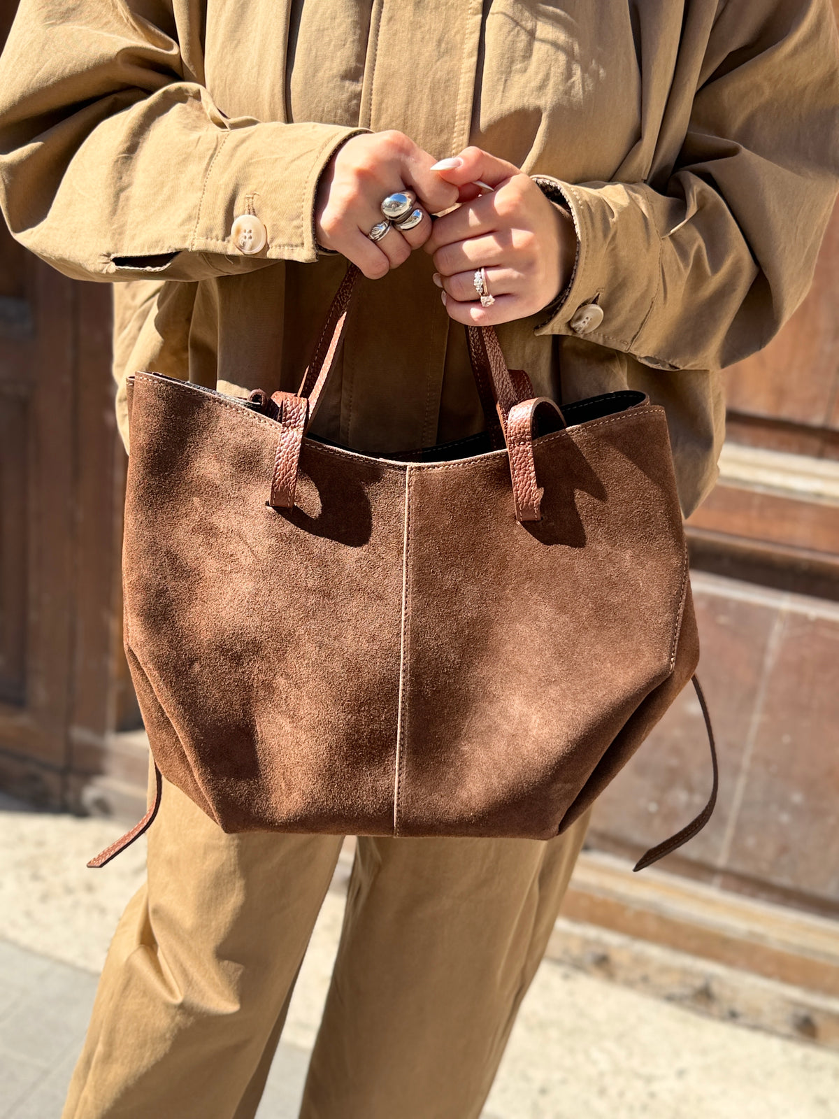Shopper CLAUDIA in Camoscio CUOIO