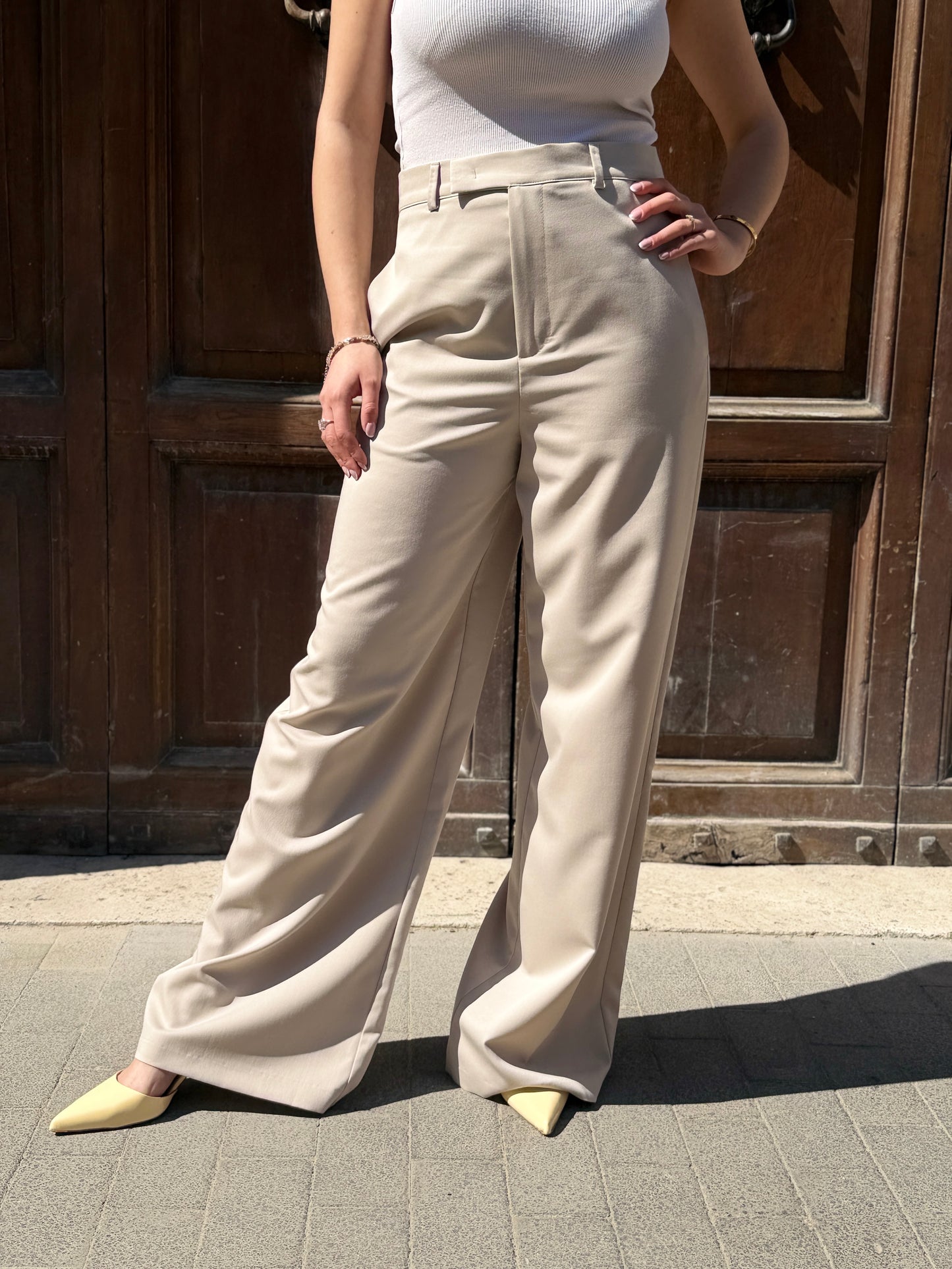 Haveone pantalone con pinces BEIGE