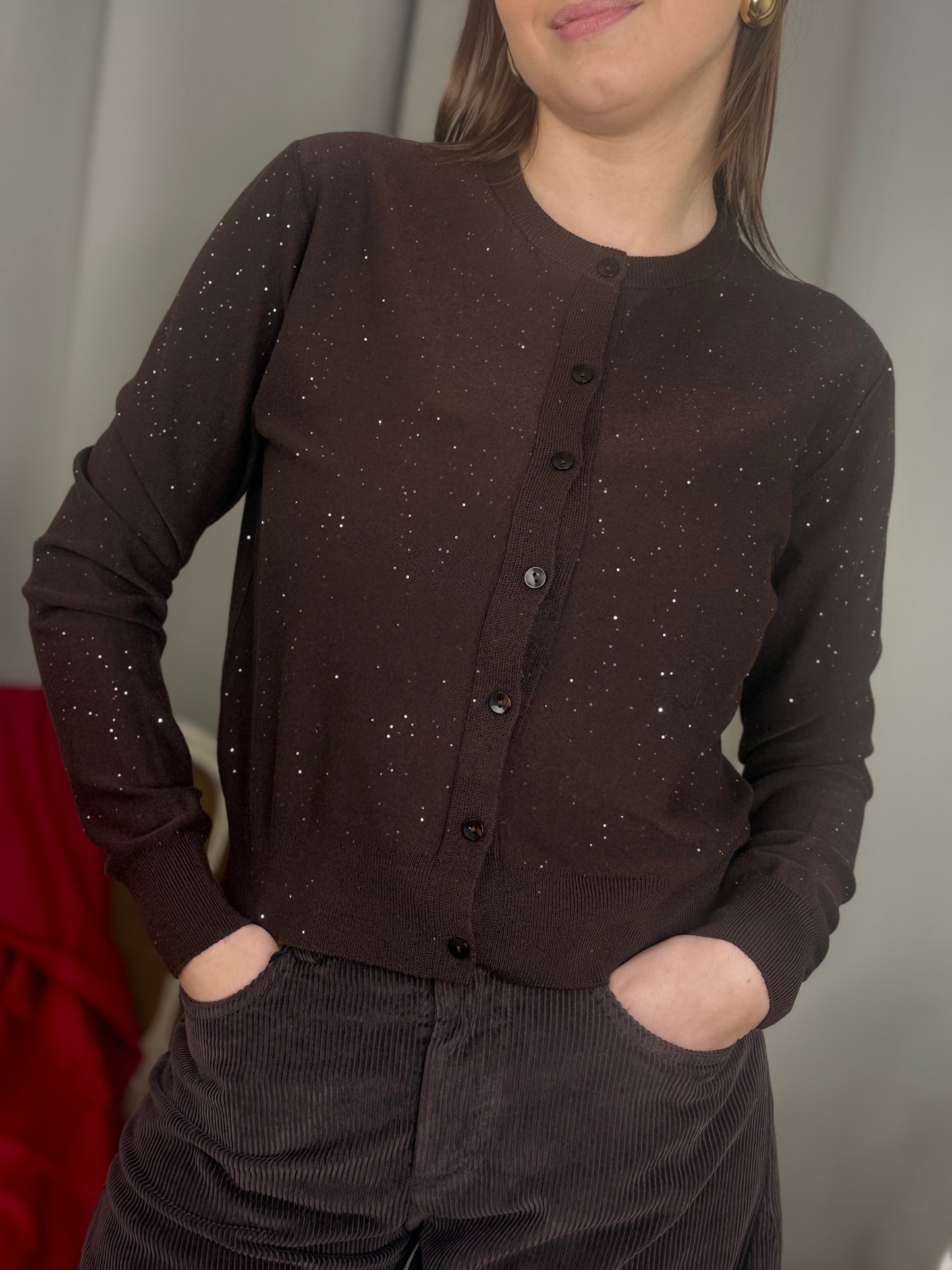 Cardigan in viscosa con micro paillettes (disponibile in più colori)
