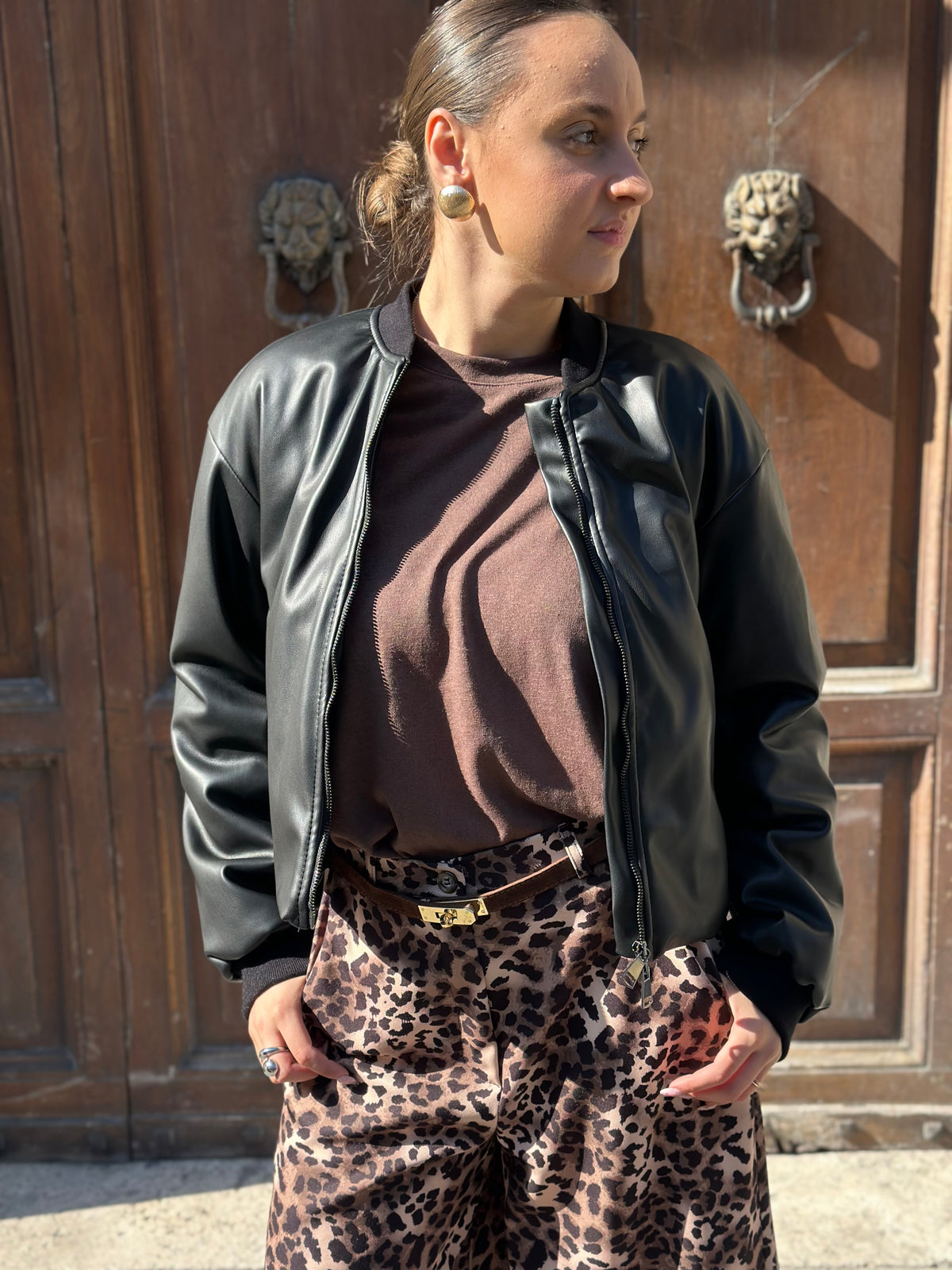 Haveone Bomber in ecopelle nero