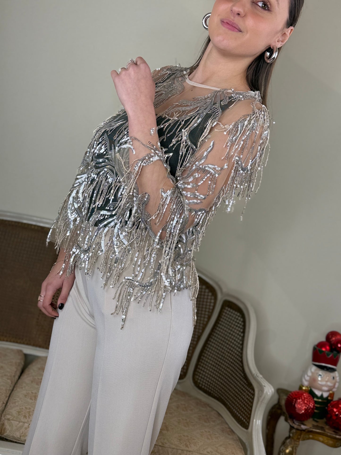 Tensione In Blusa con paillettes BEIGE/SILVER