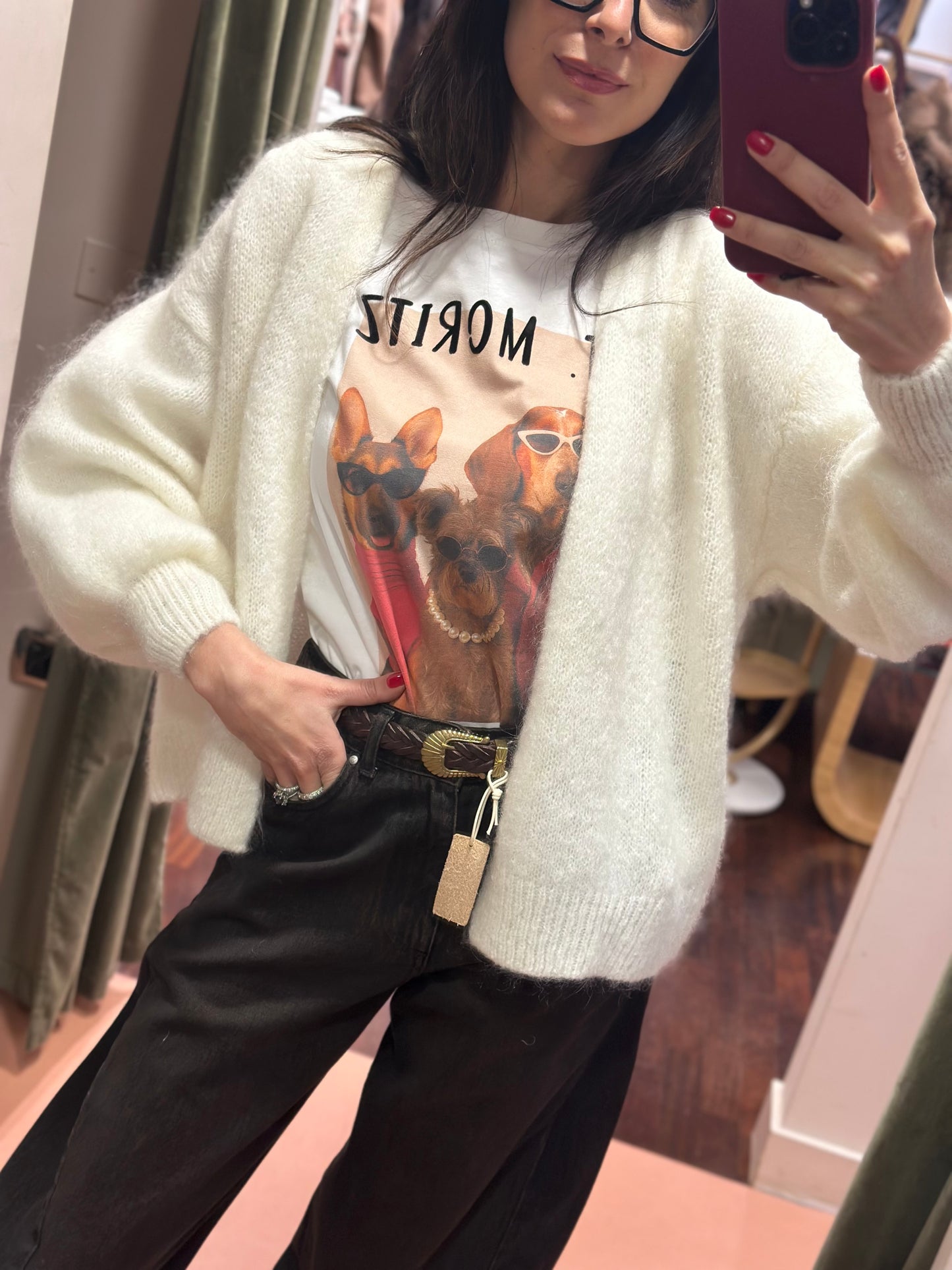 T-shirt manica lunga ST. MORITZ DOGS GANG bianca