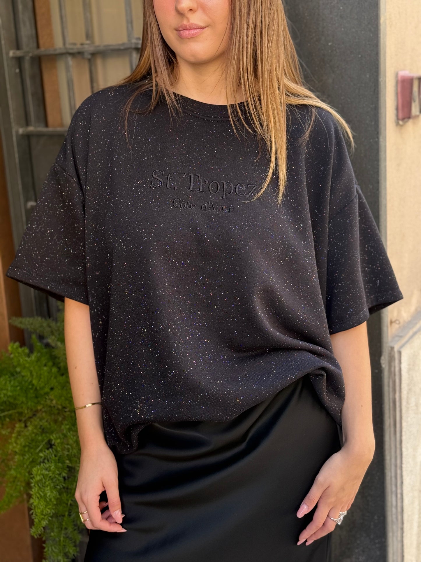 Felpa "SAINT-TROPEZ" glitter NERA