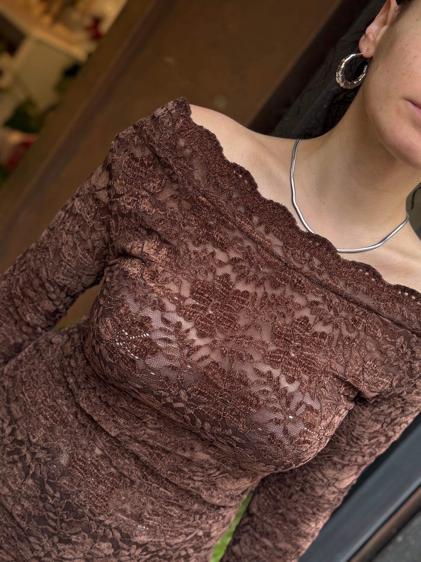 Maglia pizzo in ciniglia MORO