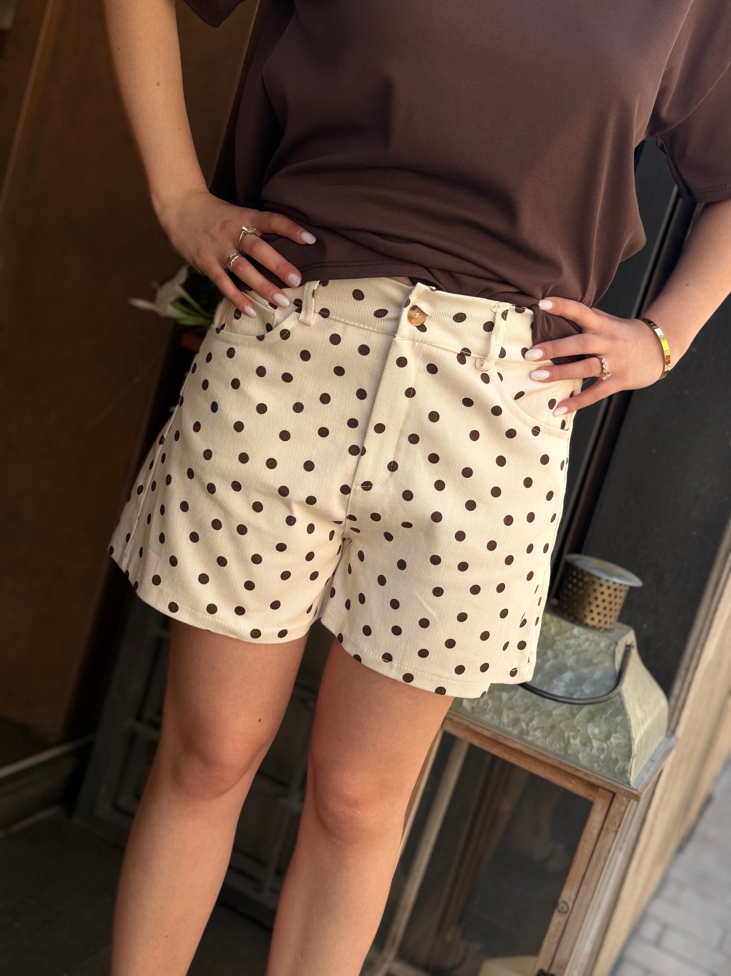 Shorts pois burro/cacao