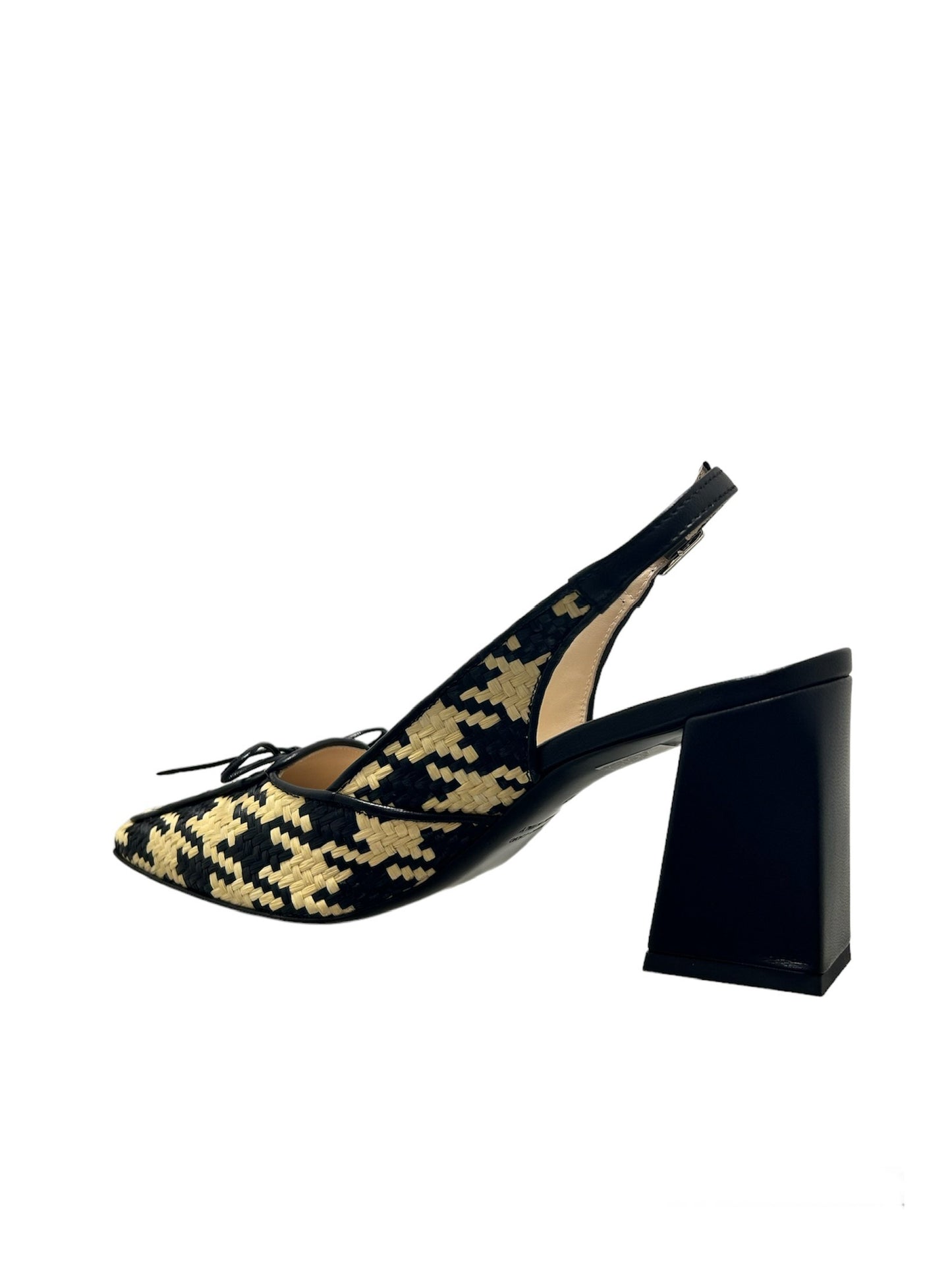 Walter Violet-Slingback Rafia scacco nero+ nappa nera