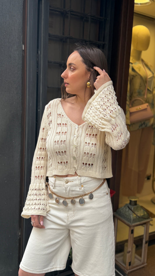 Cardigan traforato BURRO