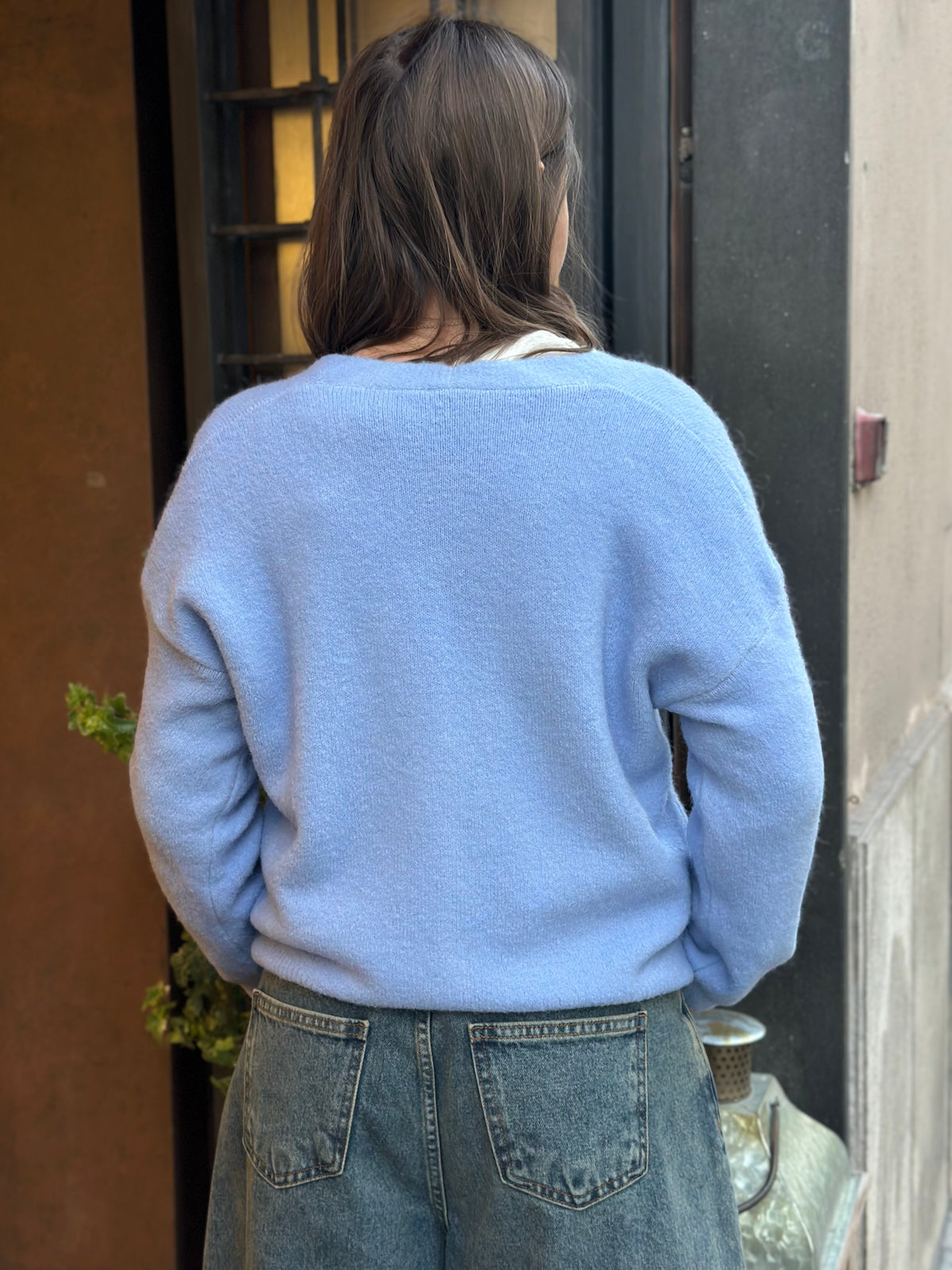 Cardigan alpaca con bottone gioiello (disp.in più colori)
