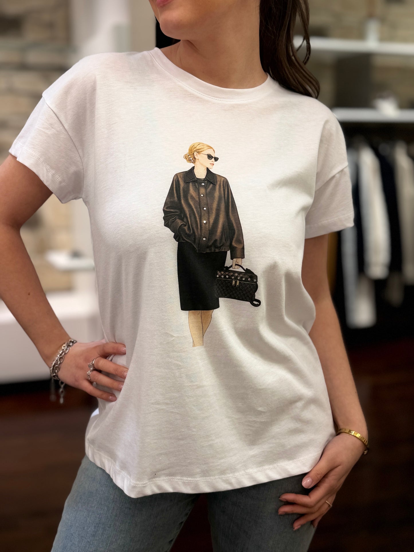 Tensione in T-shirt bianca woman bottega BIANCA/MORO