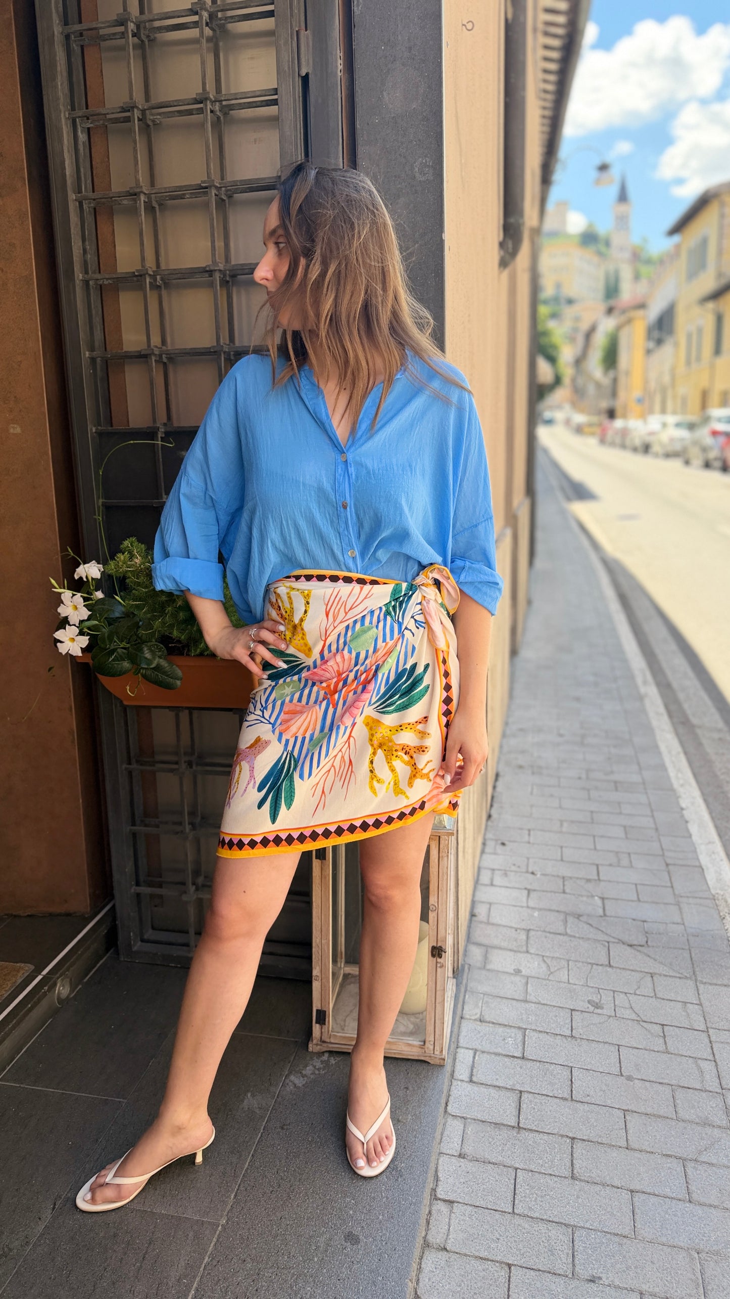 Tensione in Gonna corta foulard Bianco/blu