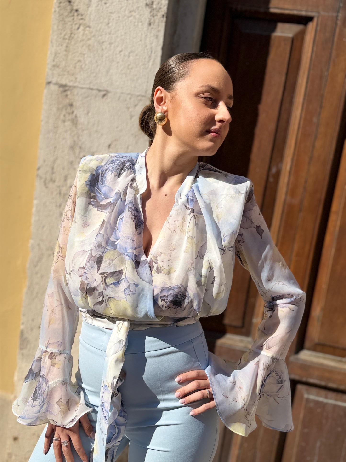 Silence Limited Peony Blouse SKY