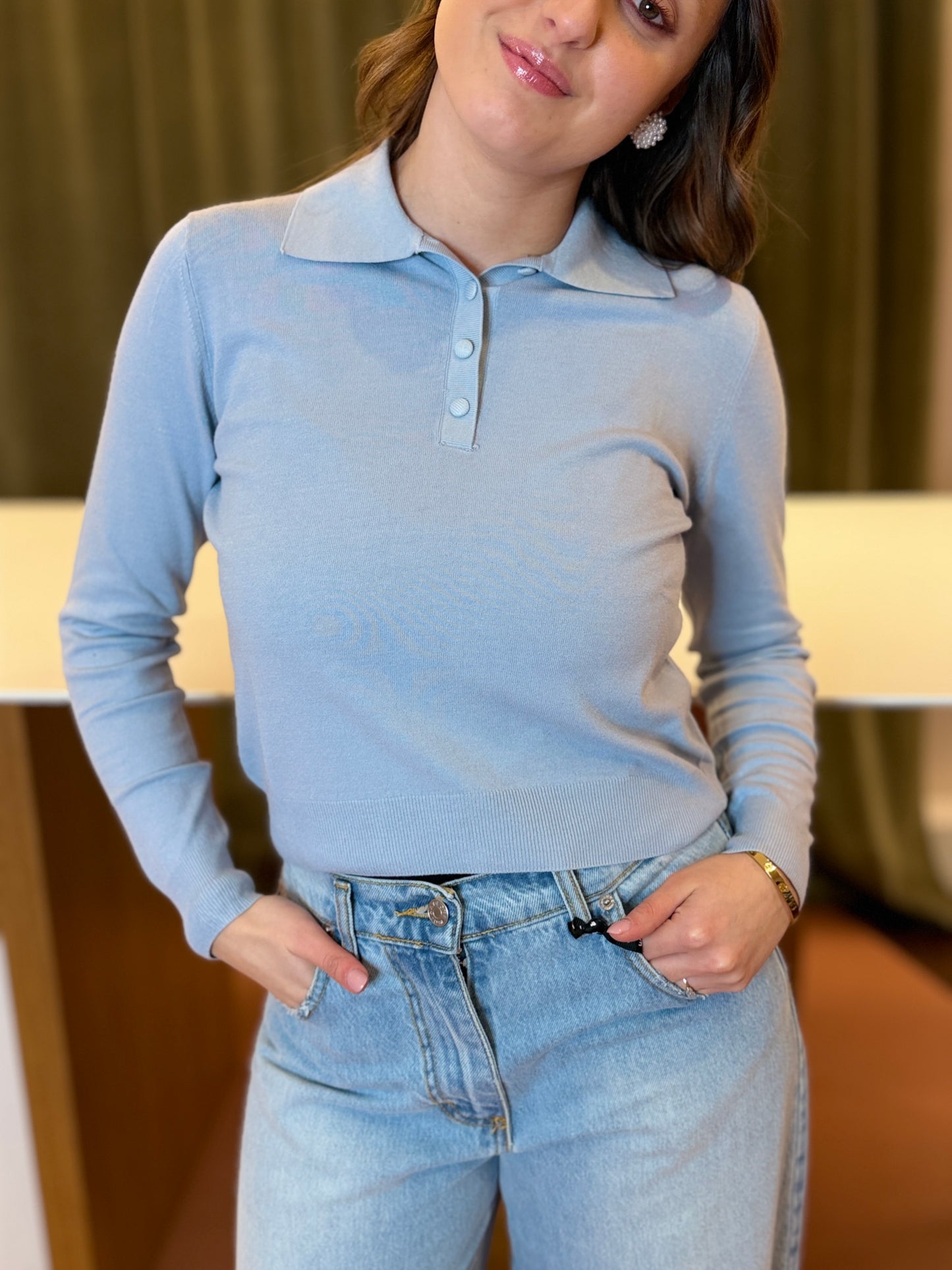 Tensione in Maglia Polo CELESTE