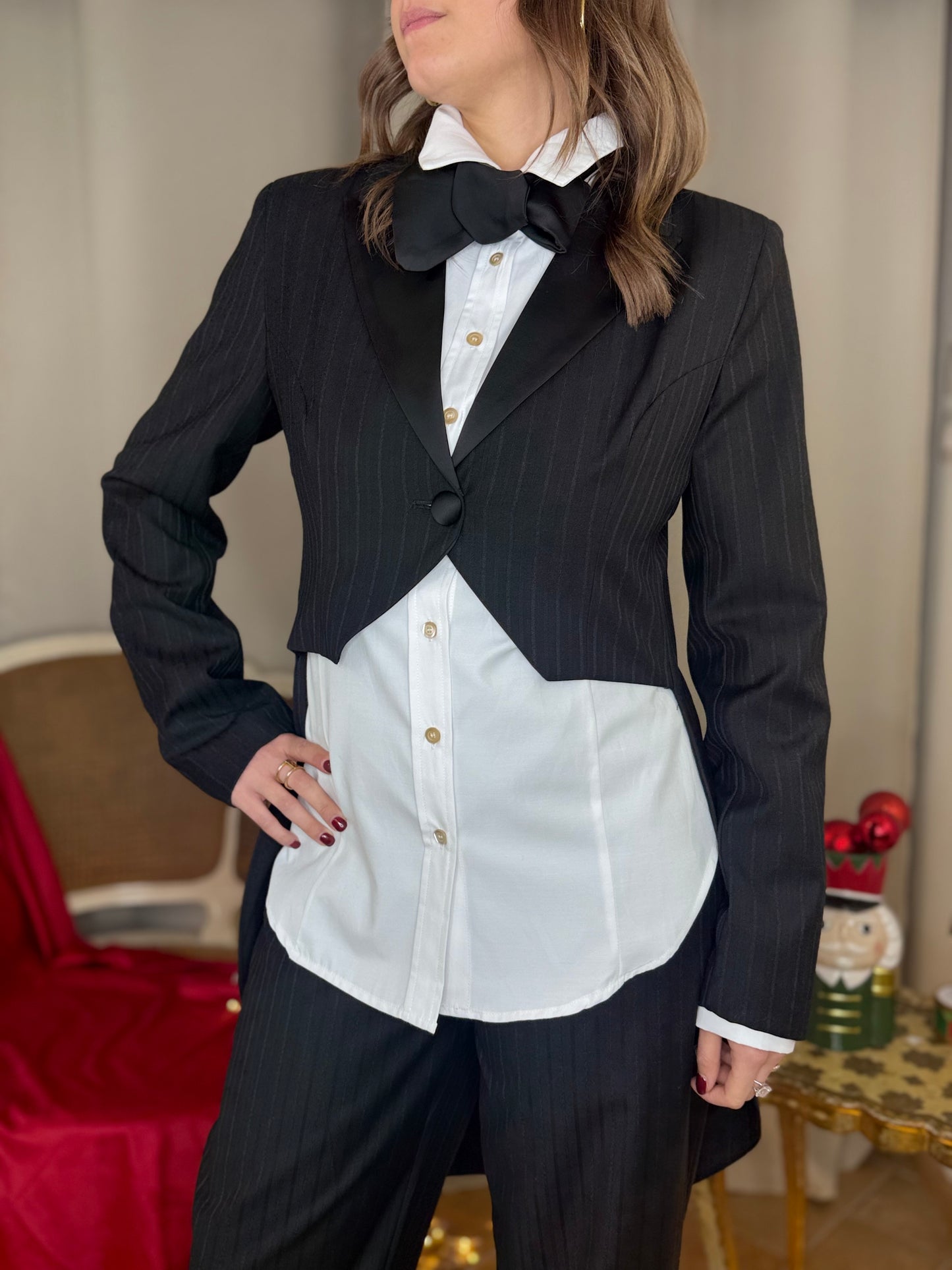 Tensione In Giacca frac gessata NERO