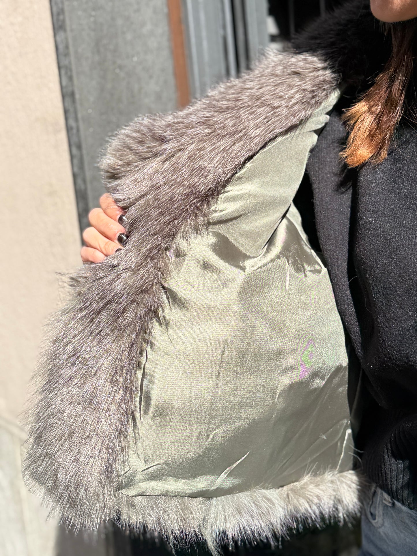 Ecopelliccia OLIMPIA Verde/Nero