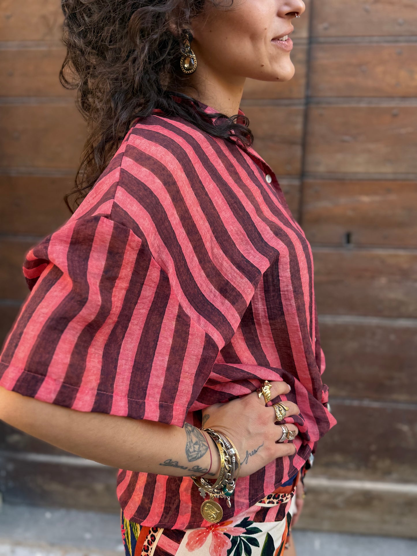 Tensione in Camicia a righe alla coreana