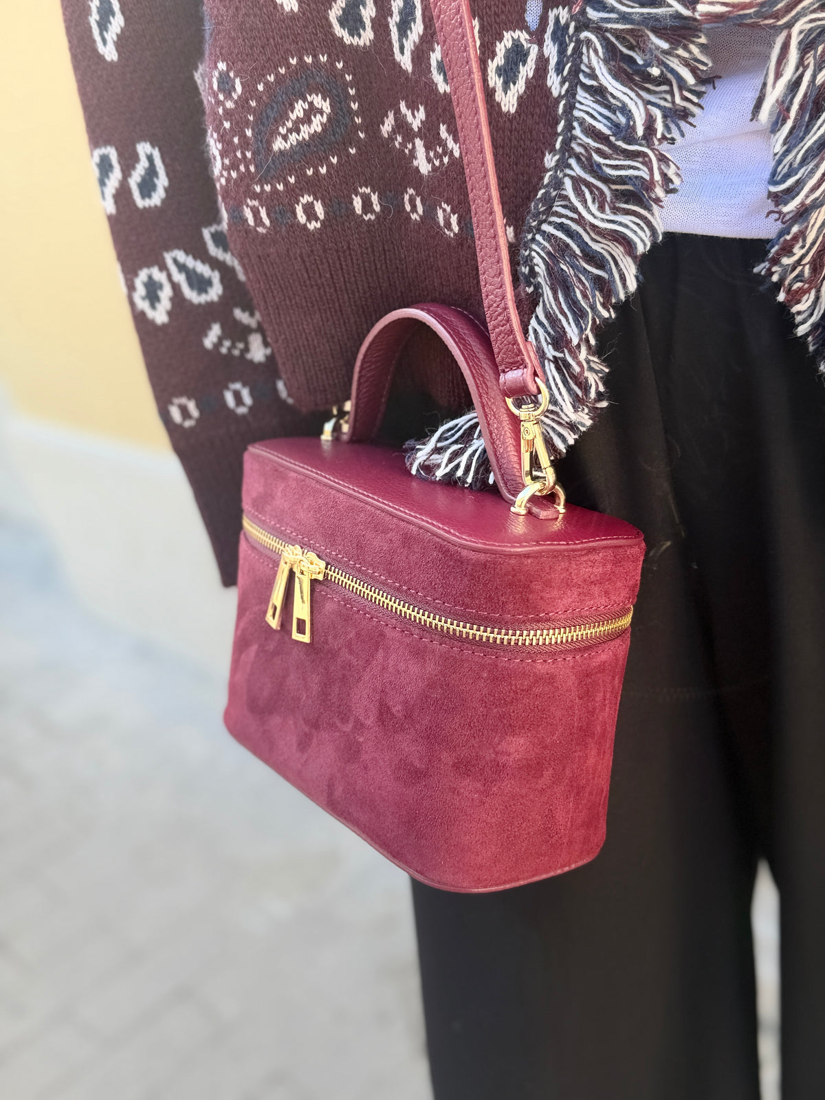 Borsa BEAUTY scamosciato moro/bordeaux