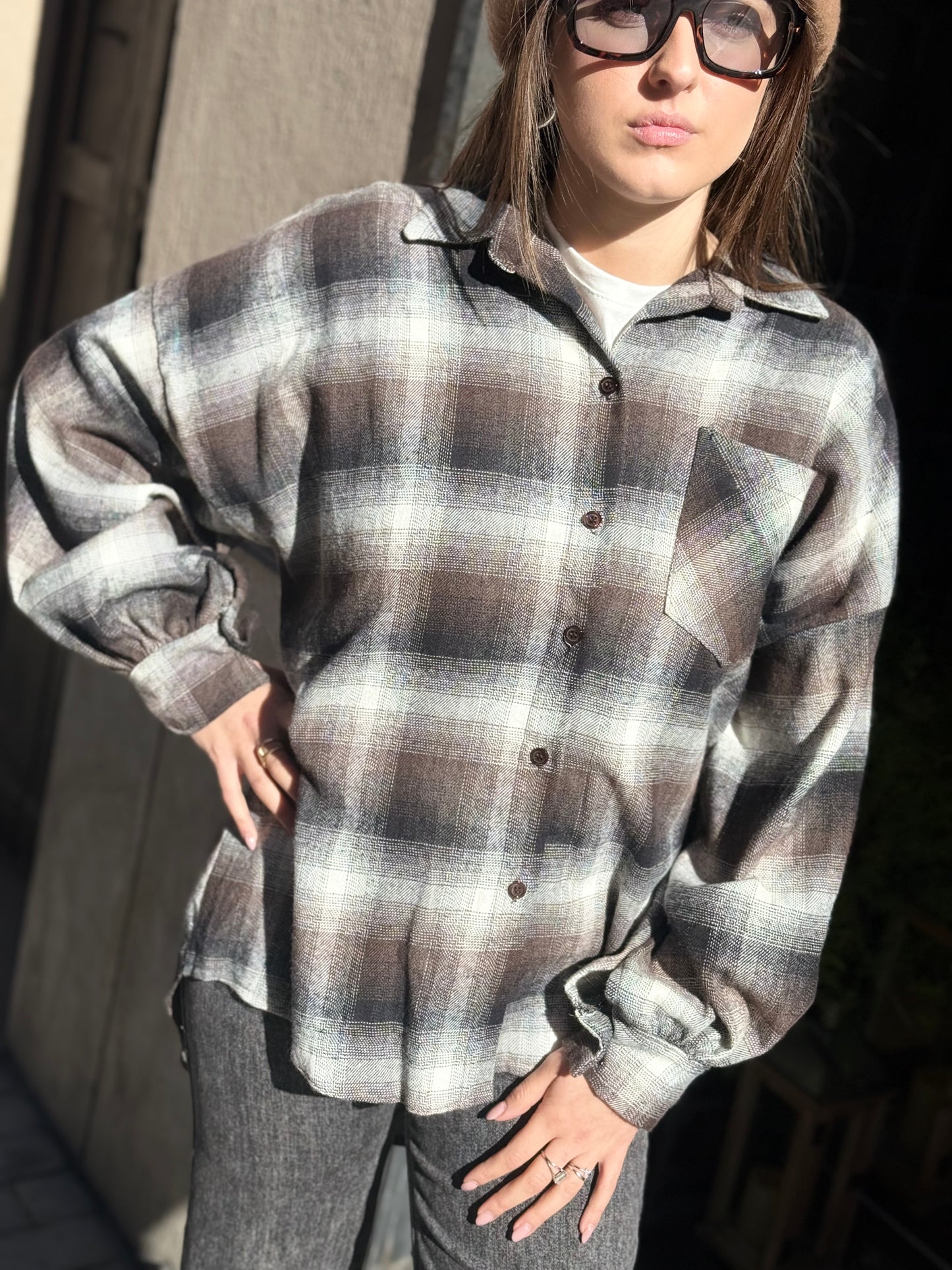 Camicia BRENDA check in flanella MORO/NERO