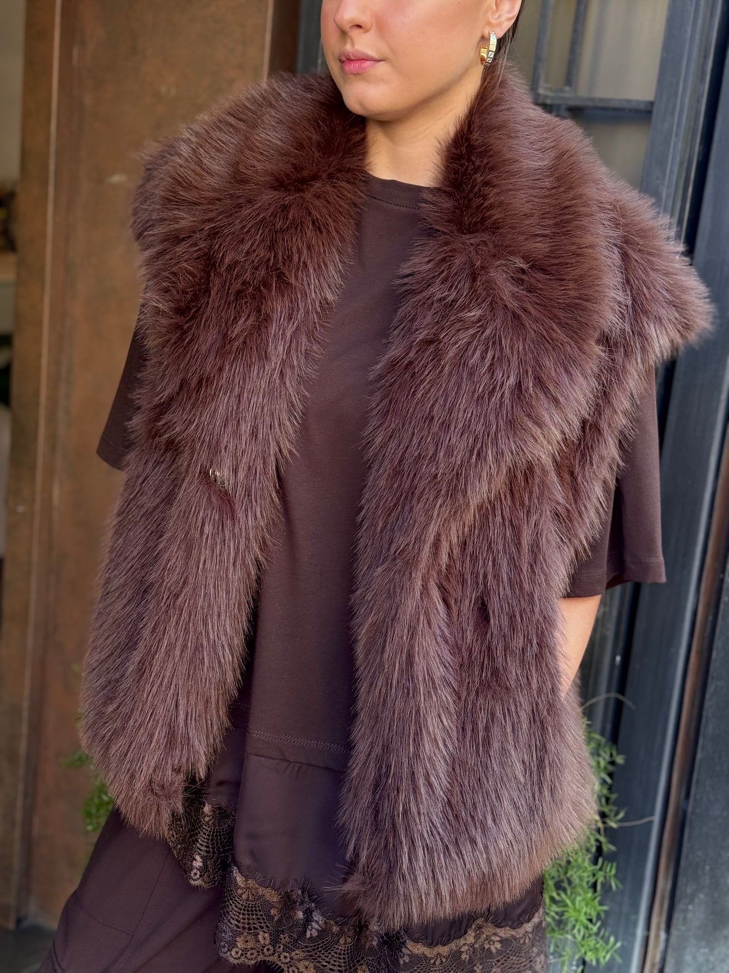 Tensione In Gilet ecopelliccia MORO