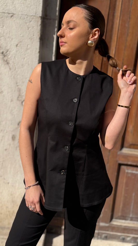 Tensione in Gilet in cotone Nero