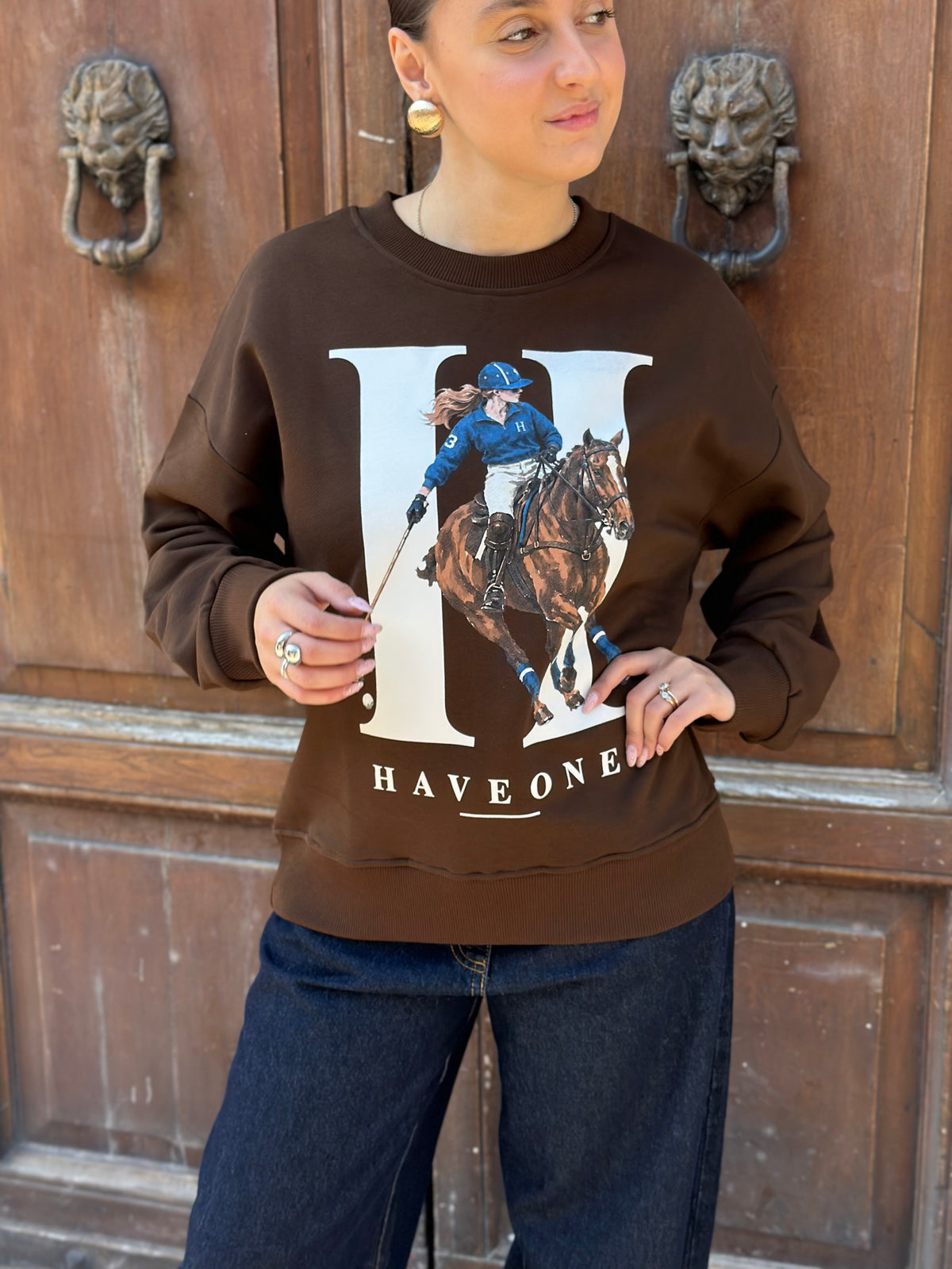 Haveone Felpa HORSES MORO E GRIGIA