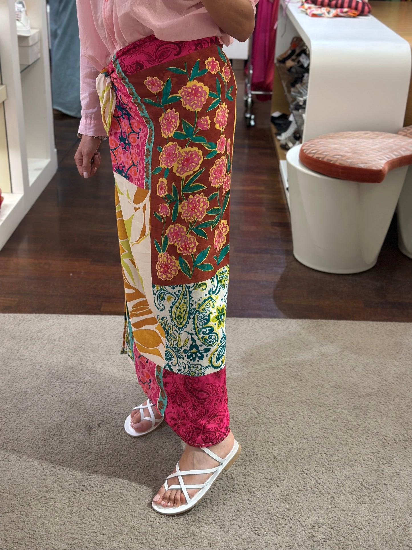 Tensione in gonna pareo lunga PATCHWORK