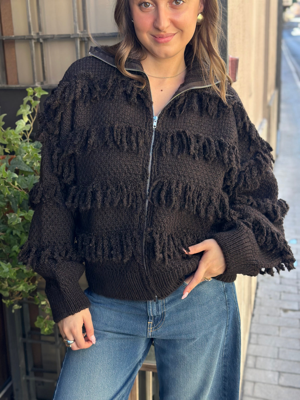 Haveone Cardigan Frangette BURRO e MORO