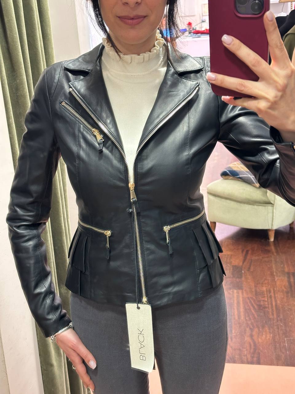 Giubbino in vera pelle Nero