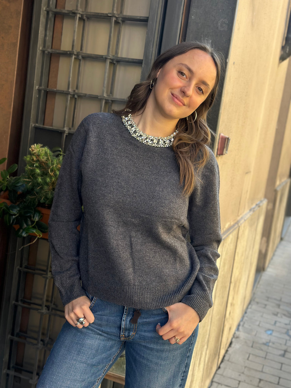 Maglia cashmere e lana con Cristalli (disp. in più colori)