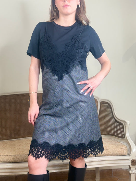 Tensione In Abito chick pizzo + t-shirt NERO