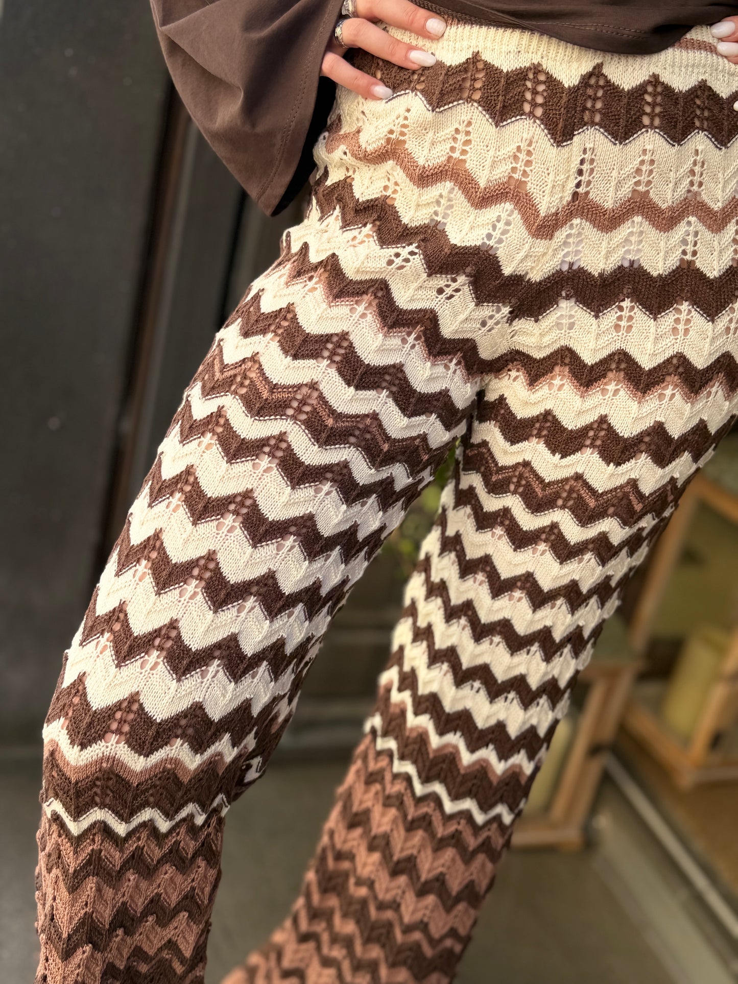 Pantalone crochet blu/ azzurro, moro/burro