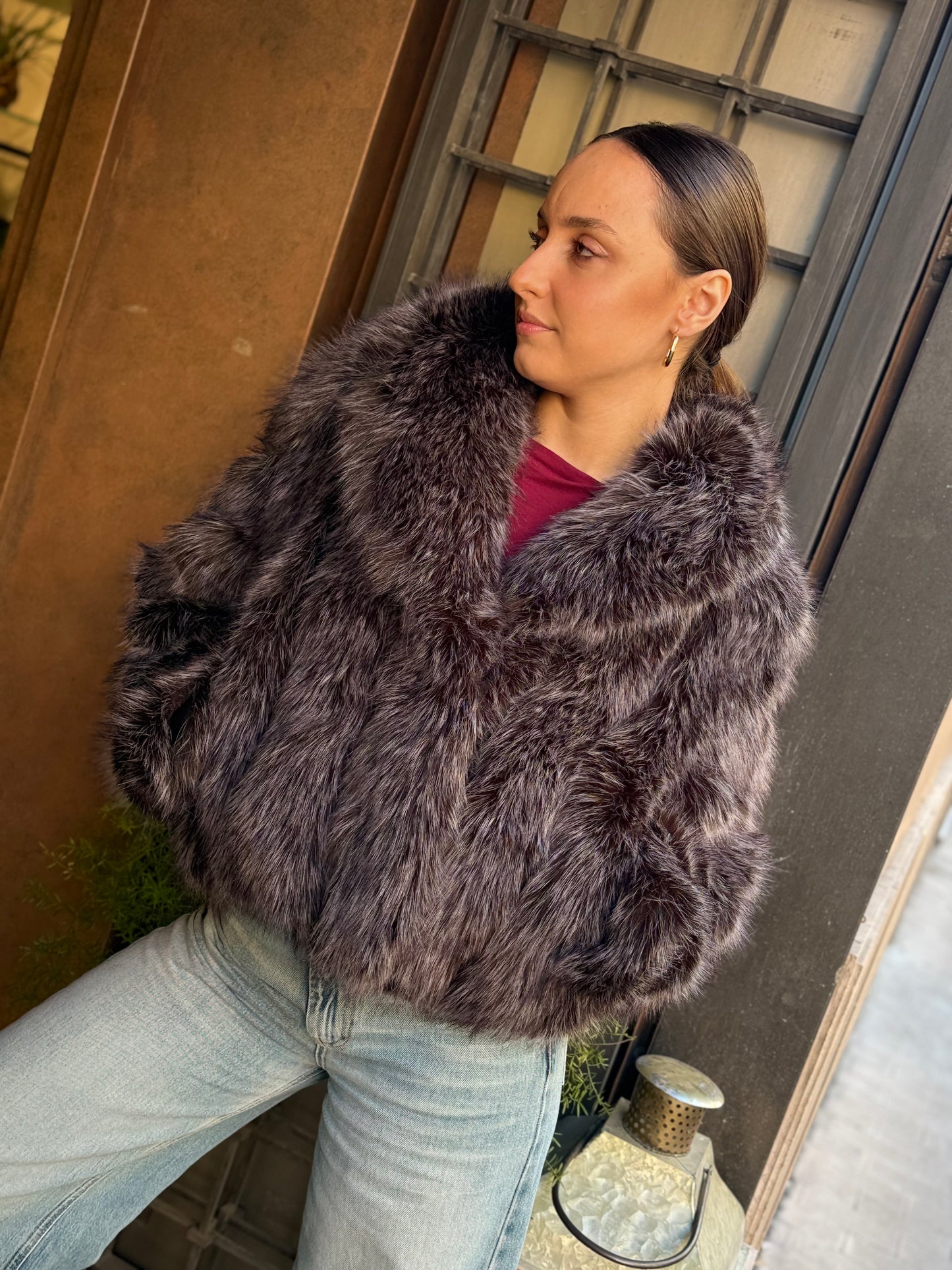 Ecopelliccia OLIMPIA Nero/Grigio