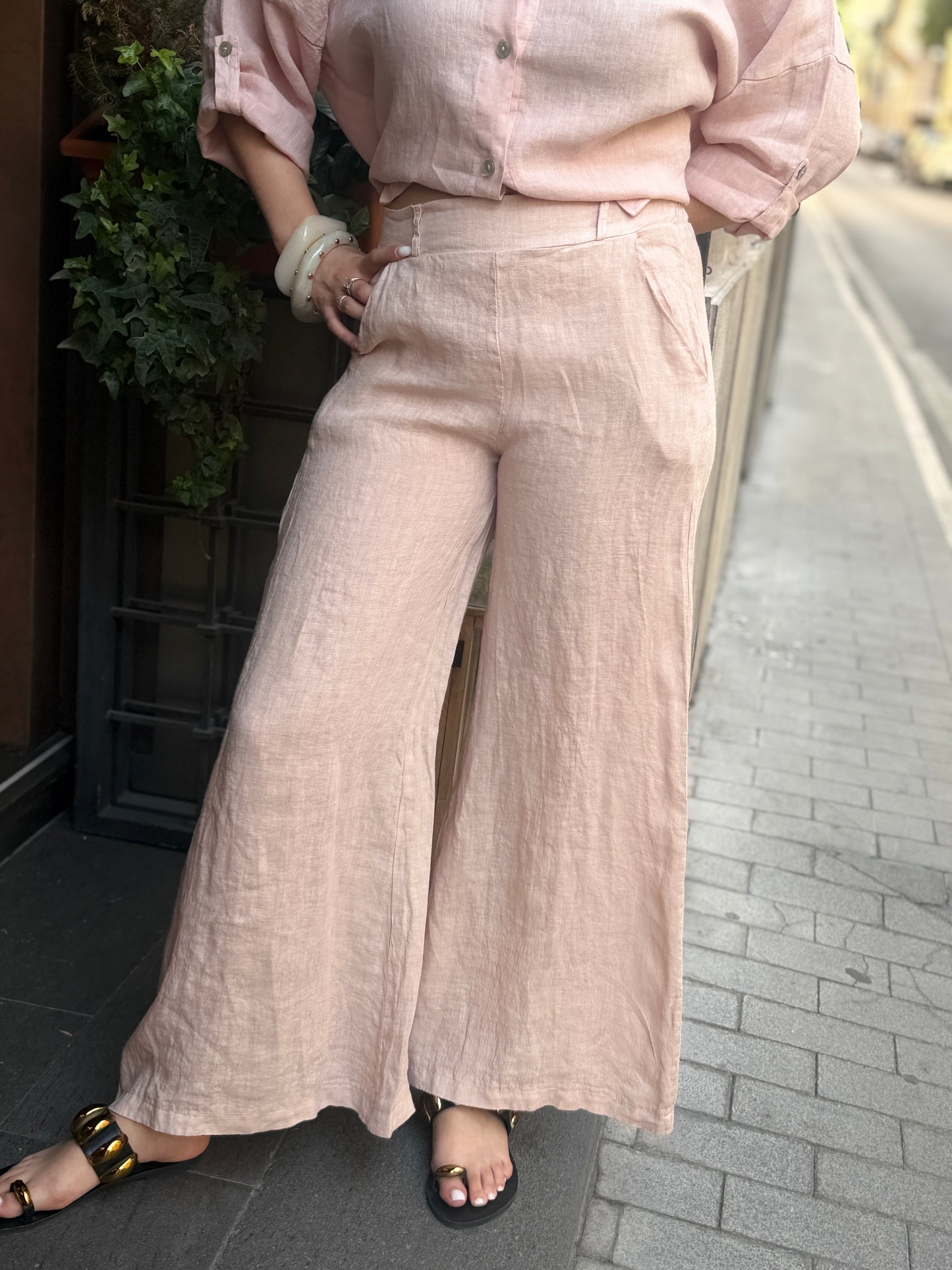 Pantalone MALIBÙ in lino a palazzo (disponibile in più colori)