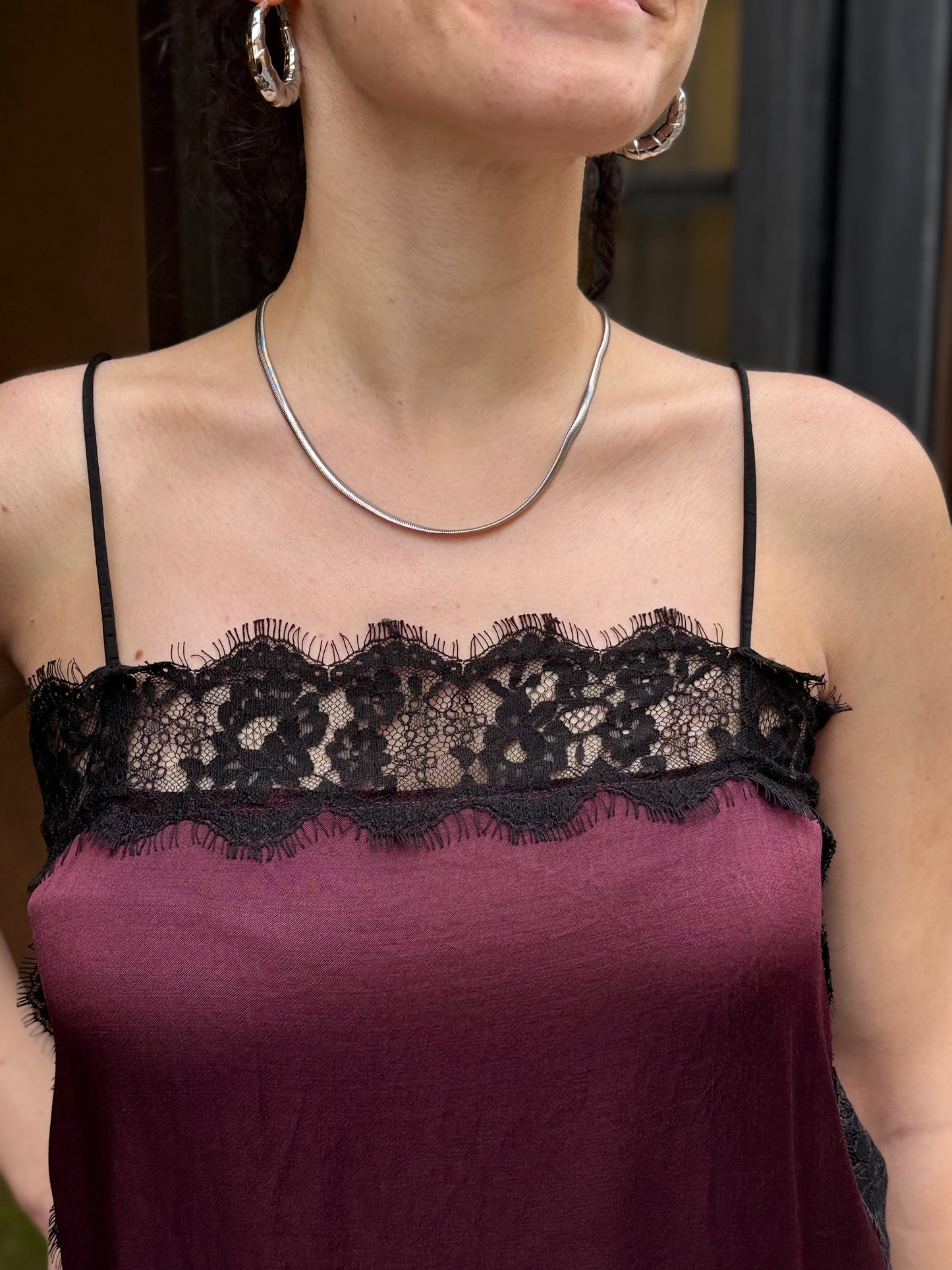 Top in lingerie e pizzo BURGUNDY