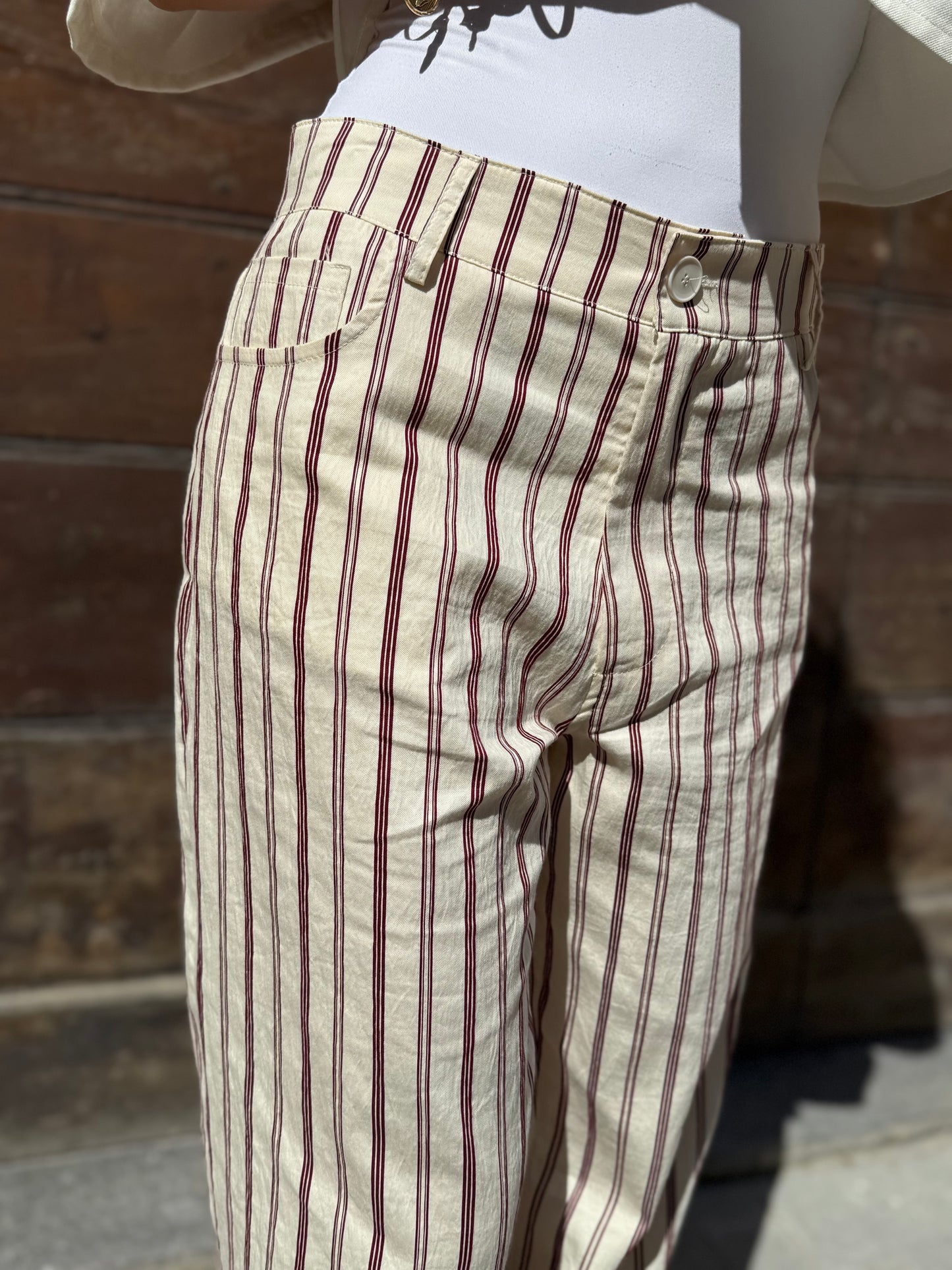 Tensione in Pantalone crop rigato