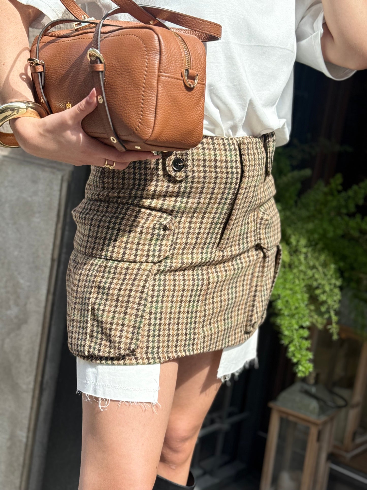 Eleh Mini gonna pied de poule MARRONE