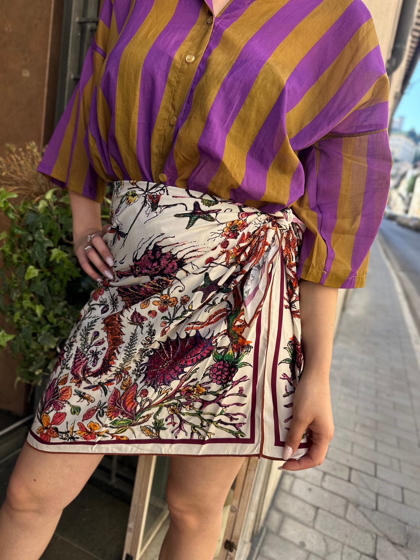 Tensione in Gonna corta foulard FUXIA