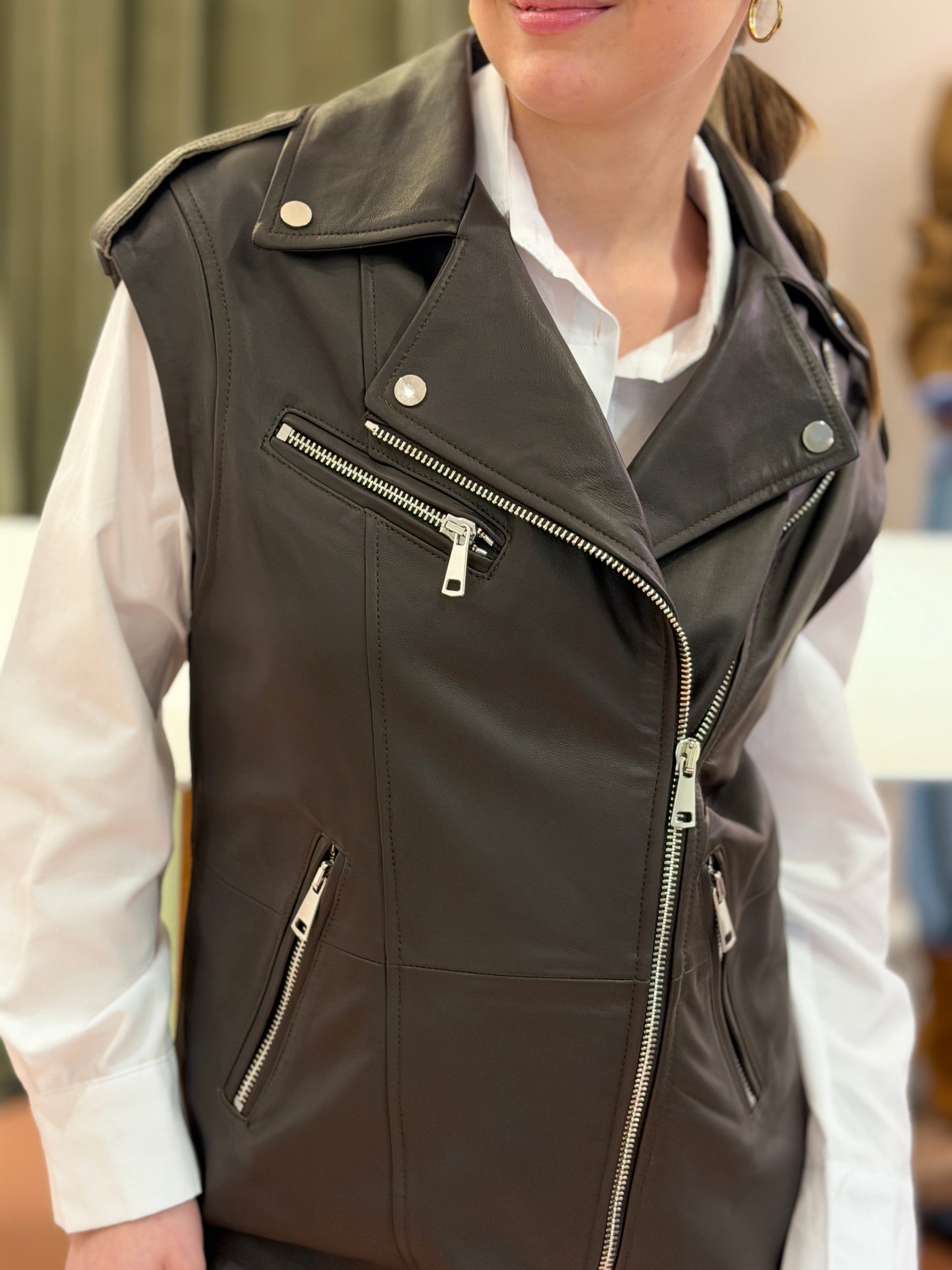 Gilet chiodo in vera pelle Moro