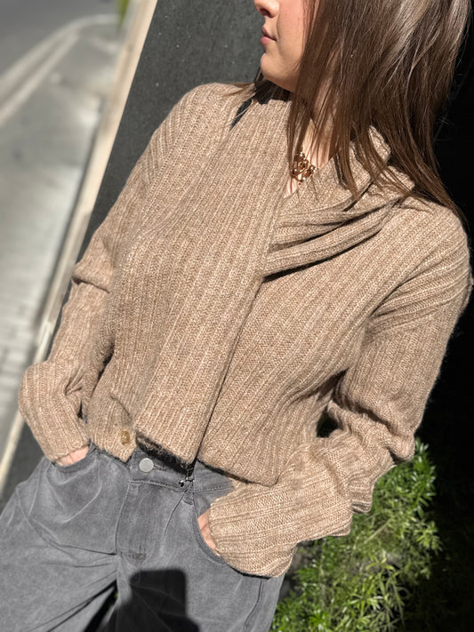 Eleh Cardigan con collo CAMMELLO