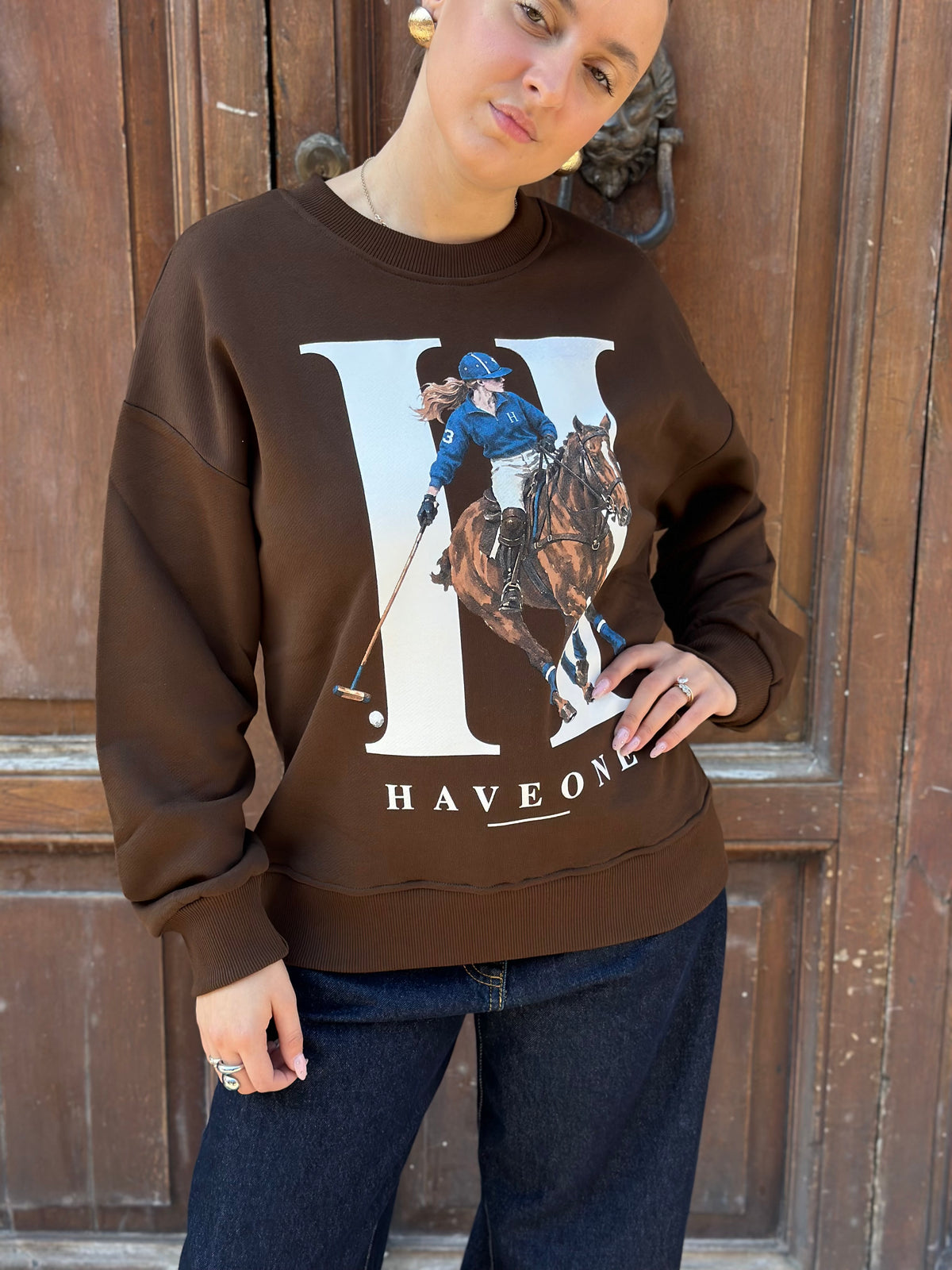 Haveone Felpa HORSES MORO E GRIGIA