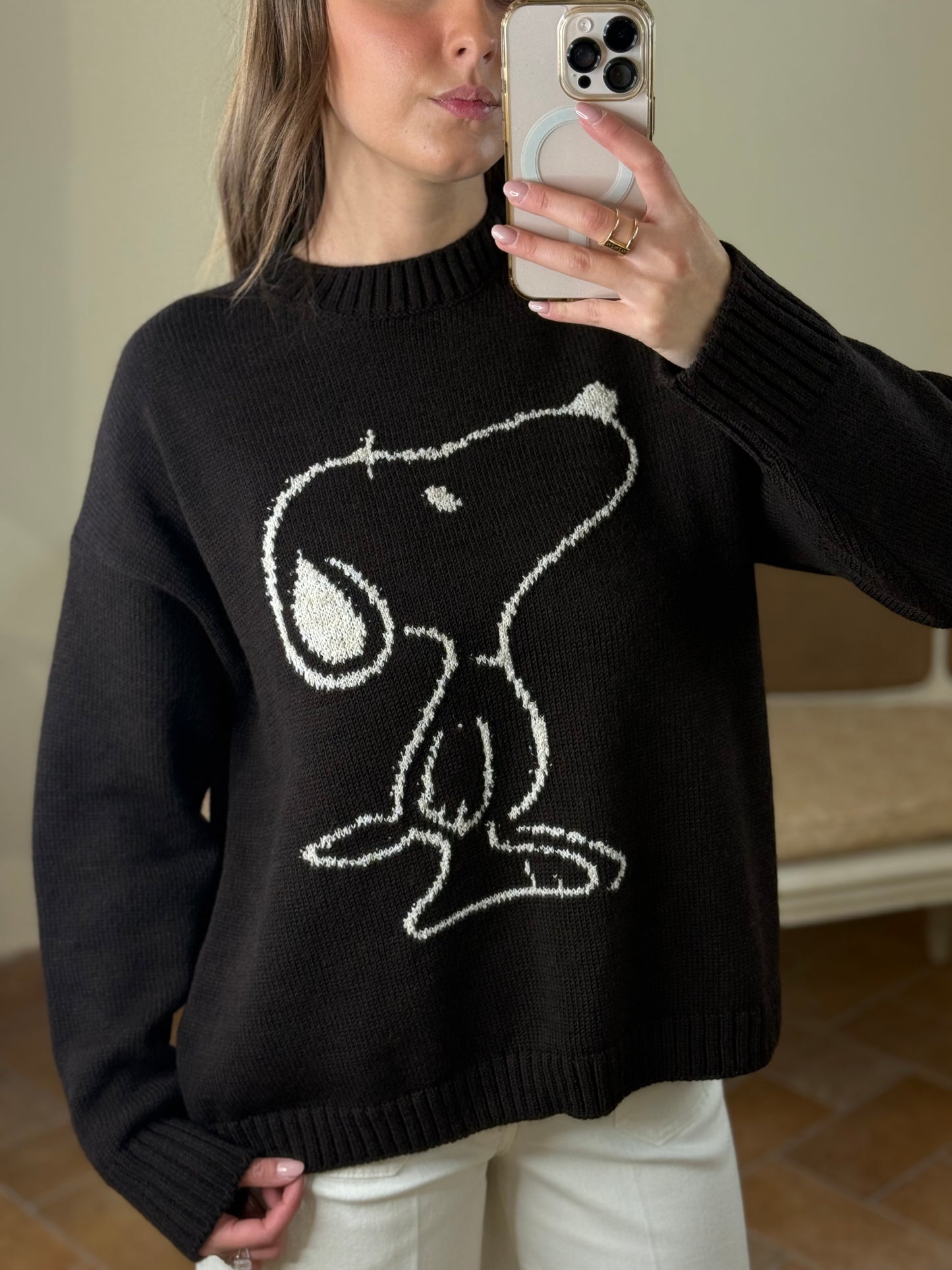 Tensione In Maglione SNOOPY Moro