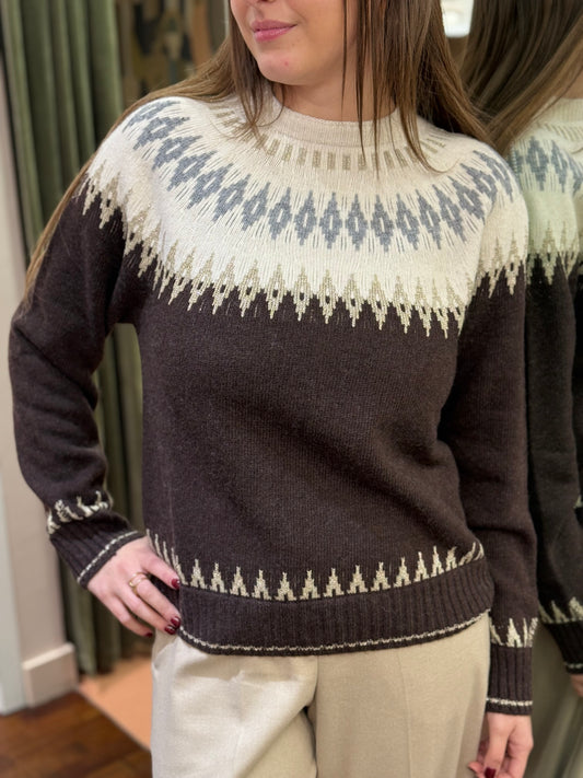 Tensione In maglia in jacquard MORO/PANNA/GRIGIO