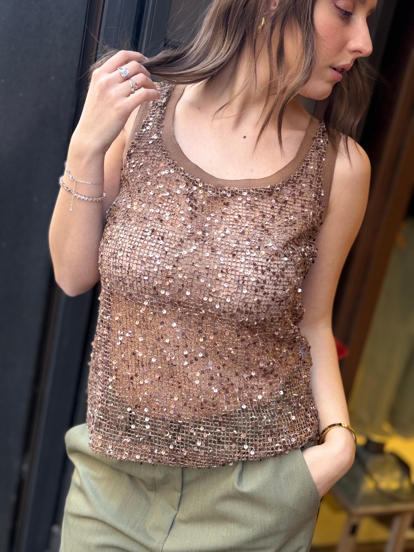 BohemianVì Boho Net Top Brown
